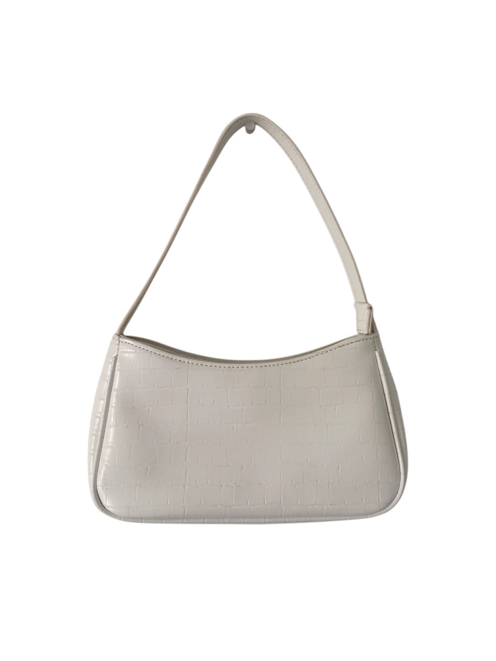 Classic Croc-Embossed Shoulder Bag in Off-White/Ivory US OS